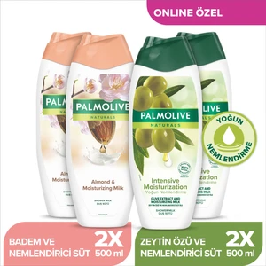 Naturals Hassas Ciltler İçin Badem ve Yoğun Nemlendirici Zeytin Özü Duş Jeli 500 ml x 4 Adet