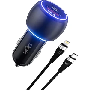 C685 Premium 48W 2x USB Type-C Lightning Kablo Araç Şarj Aleti Set