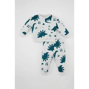 Erkek Bebek 2'li Takım Dinazor Desenli Bisiklet Yaka Sweatshirt Üst Beli Lastikli Jogger Eşofman Altı D2927A524WN