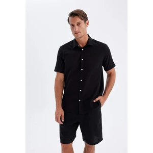 Regular Fit Yazlık Polo Yaka Pamuklu Basic Düz Kısa Kollu Gömlek D1057AX24SM
