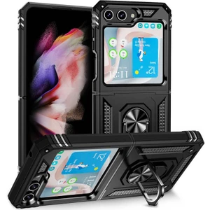 Samsung Galaxy Z Flip 5 Çift Katmanlı ve Yüzüklü Tam Koruma Vega Premium Kılıf