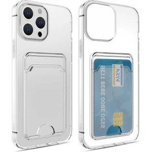 Apple iPhone 14 Pro Max Uyumlu Kartlıklı Şeffaf Setra Clear Silikon Kapak-Renksiz