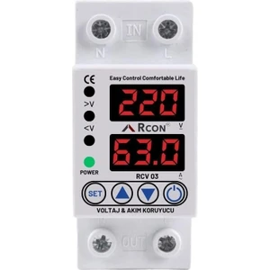 Rcv 03 Ray Tipi Akım Koruyucu Voltaj Koruyucu 63 A Sigorta