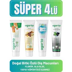 Doğal Diş Macunları(Misvak 100 ml + Propolis 100 ml + Bitki Özlü 100 ml + Karbon 100 Ml)