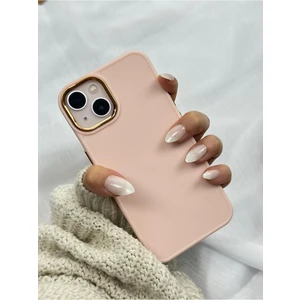 iPhone 15 Plus  Parlak Metal Detaylı Pastel Silikon Lansman Ruby Kılıf