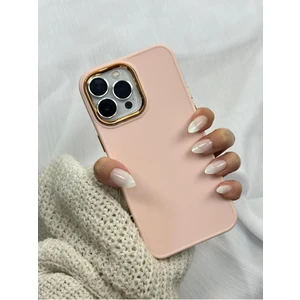 iPhone 15 Pro Içi Kadife Parlak Metal Detaylı Pastel Silikon Lansman Ruby Kılıf