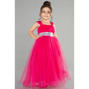 Askılı Beli Pullu Uzun Kız Çocuk Abiye ABU3031