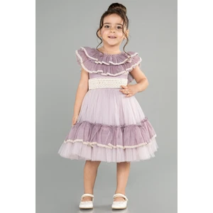 Yakası Fırfırlı Kısa Kız Çocuk Abiye ABK1708