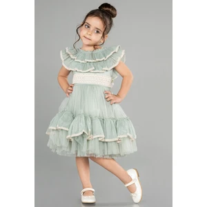 Yakası Fırfırlı Kısa Kız Çocuk Abiye ABK1708