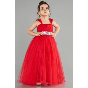 Askılı Beli Pullu Uzun Kız Çocuk Abiye ABU3031