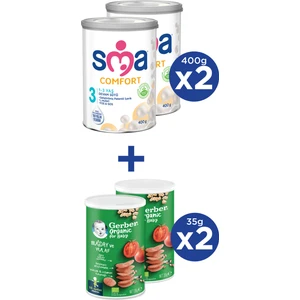Sma Comfort 3 1-3 Yaş Devam Sütü 2X400G + Gerber Organıc Buğday ve Yulaflı Atıştırmalık 2X35G