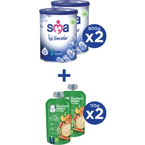 Sma Iyi Geceler 3 1-3 Yaş Devam Sütü 2X800G + Gerber Organıc Yulaflı, Hav., Elm., Balkab. Püresi 2X110G