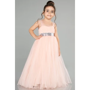 Askılı Beli Pullu Uzun Kız Çocuk Abiye ABU3031