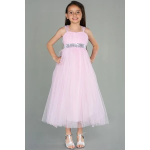 Askılı Beli Pullu Uzun Kız Çocuk Abiye ABU3031