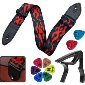 SR-11RD-PAK Desenli Gitar Omuz Askısı Metal Capo