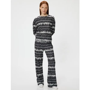 Yılbaşı Temalı Pijama Altı Düz Bol Paça Rahat Kalıp