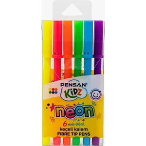 Kidz Neon Keçeli Kalem 6 Renk 6'lı Set Güvenli Çocuk Kırtasiye Malzemesi
