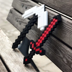 Bursa3dfilament Minecraft Demir Kazma-Kılıç Seti / Minecraft İkili Set