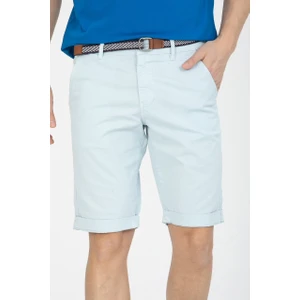 Erkek Mavipamuklu Kemer Hediyeli Yandan Cepli Relaxed Fit Kapri Şort