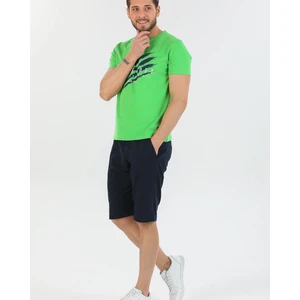 Erkek Lacivert Pamuklu Kemer Hediyeli Yandan Cepli Relaxed Fit Kapri Şort