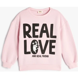 Sweatshirt Slogan Baskılı Uzun Kollu Şardonlu