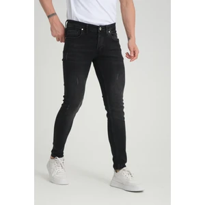 Erkek Skinny Fit  Antrasit Düğmeli Destroy Tırnaklı Jean