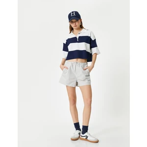 Mini Şort Cepli Beli Lastikli Pamuklu Rahat Kalıp