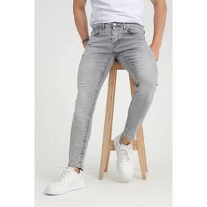 Erkek Açık Kar Yıkama Gri Skinny Fit Düğmeli