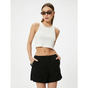 Mini Şort Cepli Beli Lastikli Pamuklu Rahat Kalıp