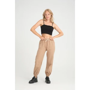 Twenty3 Kadın Basic Beli Ve Paçası Lastikli Rahat Kalıp Gabardin Kumaş Jogger Pantolon