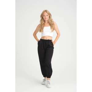 Twenty3 Kadın Basic Beli Ve Paçası Lastikli Rahat Kalıp Gabardin Kumaş Jogger Pantolon