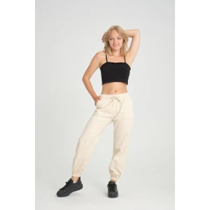 Twenty3 Kadın Basic Beli Ve Paçası Lastikli Rahat Kalıp Gabardin Kumaş Jogger Pantolon