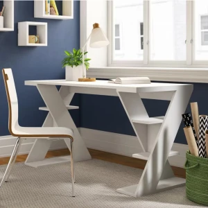 Aden Home  Mdf Çalışma Masası, Bilgisayar Masası, Kitaplıklı Çalışma Masası, Beyaz Ders Çalışma Masası