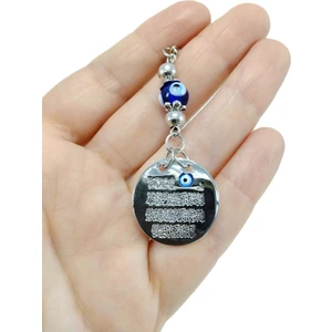 Metal Nazar Ayeti Araba Dikiz Ayna Süsü El Yapımı Nazar Boncuğu Lüks Aksesuar Gümüş Renkli