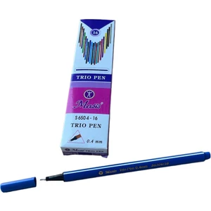 Trio Pen Fineliner Üçgen Gövde Koyu Mavi 10'lu 1 Paket