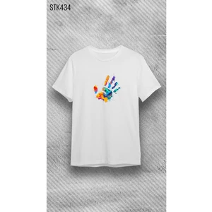 Bisiklet Yaka Şeker Baskılı Beyaz T-Shirt