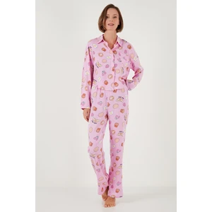 Desenli Rahat Kesim Bol Paça Yazlık Pijama Takımı Bayan Pijama Takımı 6110014