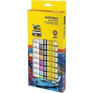 Nova Color 12 Renk Akrilik Boya Tüp 12 ml