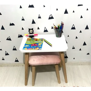 Tweety Çoçuk Çalışma Masası Montessori  1 Adet Puf Takımı,etkinlik Masası, Aktivite Masası