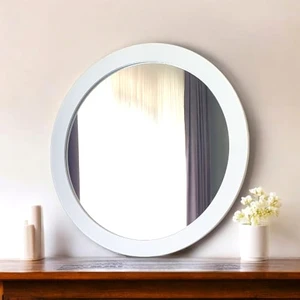 Dfn Wood Beyaz Moderna Yuvarlak Duvar Salon Banyo Aynası
