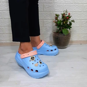 16001 Bebemavisi-Pudra Kalın Tabanlı Taşlı Crks Bayan Terlik