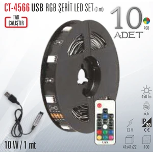 CT-4566 USB Rgb Şerit LED Set (3mt)