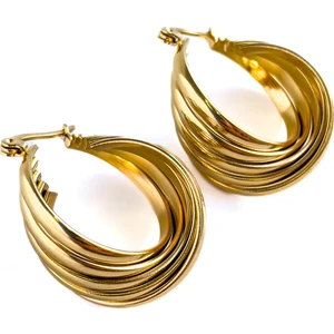 Iç Içe Gold Çelik Küpe