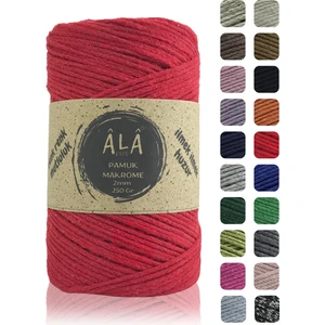 Ala Depo Pamuk Makrome Ipi 2mm Cotton Zincir Makrome Çanta Ipi Koton Ip 250 Gram Kırmızı