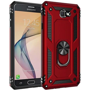 Techno Guru Samsung Galaxy J7 Prime Çift Katmanlı ve Yüzüklü Tam Koruma Vega Premium Kılıf