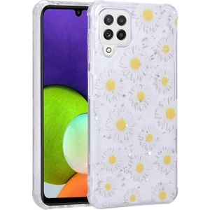Samsung Galaxy A22 4g Kılıf Simli Desenli Kamera Korumalı Parlak Popy Kapak