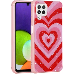Samsung Galaxy A22 4g Kılıf Simli Desenli Kamera Korumalı Parlak Popy Kapak
