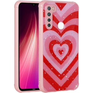 Redminote 8 Kılıf Simli Desenli Kamera Korumalı Parlak Popy Kapak