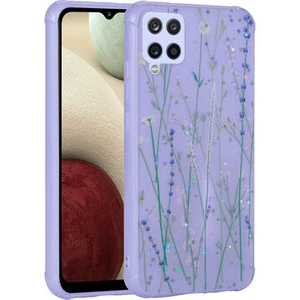 Samsung Galaxy M12 Kılıf Simli Desenli Kamera Korumalı Parlak Popy Kapak