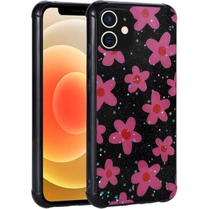 iPhone 12 Kılıf Simli Desenli Kamera Korumalı Parlak Popy Kapak